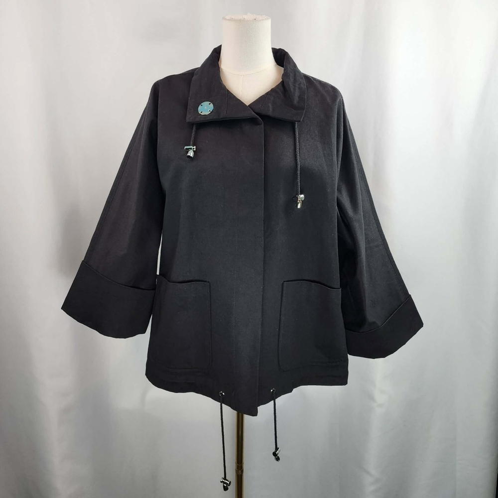 MarlaWynne Women's Black Canvas Drama Jacket Size L NWOT